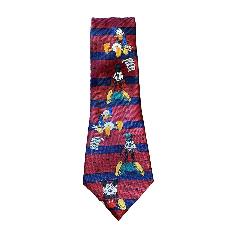 Disney Mickey Unlimited NeckTie Mickey Goofy Donald Musical Notes 58